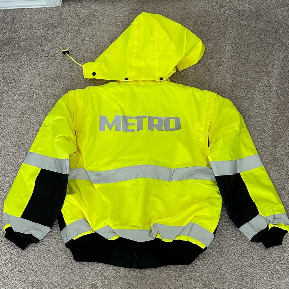 New Men’s 2 tone reversible black and yellow safety apparel jacket - Picture 2 of 11